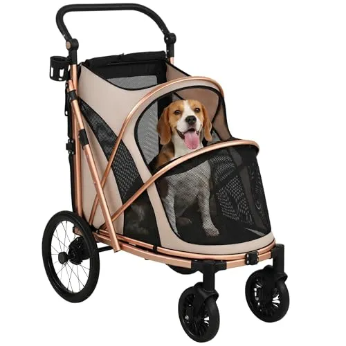 PawHut Hundebuggy für mittelgroße Hunde bis 20 kg - Faltbarer Hundewagen mit 360°-Drehrädern und Netzfenster für optimalen Komfort. Ideal für Ausflüge mit Ihrem Hund, bietet er eine bequeme Sitzfläche und ist leicht zu transportieren.