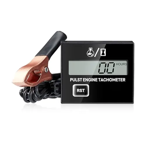 Mizikuu Induktiver Digitaler Drehzahlmesser mit Betriebsstundenzähler für Motorrad, Schneefräse, Motocross, Rasenmäher, Generator, Kettensäge