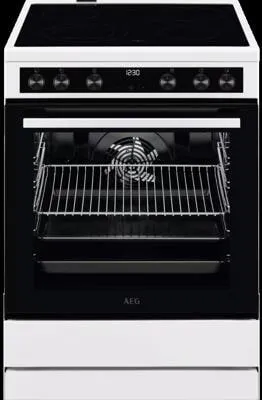 AEG CCB6446BBW ws Standherd 60cm mit Grillfunktion - Freistehender Elektroherd mit 7 Beheizungsarten und leicht zu reinigender Innenfläche, ideal für kreative Kochabenteuer in der Küche.