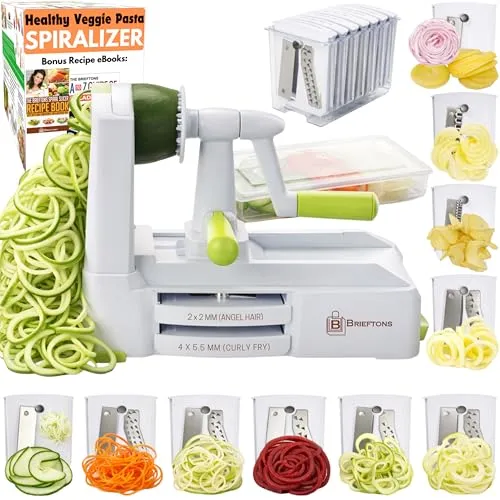 Brieftons 10-Blade Spiralizer: Stärkster und schwerster Gemüsespiralenschneider, bester Spaghetti-Hersteller für vegetarische Nudeln für kohlenhydratarme/paläo- / glutenfreie Produkte