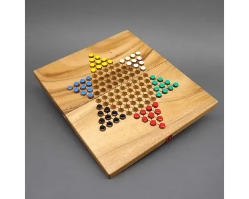 ROMBOL Denkspiele HALMA - Klassisches Holz-Brettspiel für Strategie-Enthusiasten - Gesellschaftsspiel mit edlem Holzdesign und strategischen Herausforderungen für 2-6 Spieler. Perfekt für spannende Spieleabende mit Familie und Freunden.