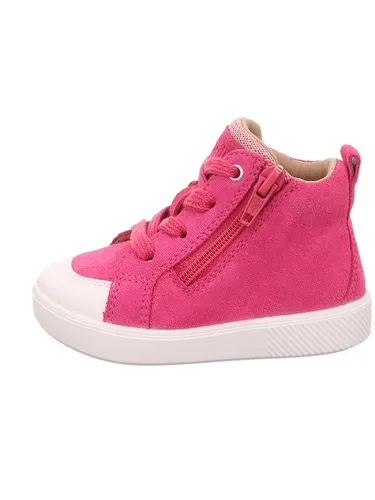 superfit Leder-Sneakers in Pink, Größe 26 für Babys - Sneaker für Babys mit Schnürung und seitlichem Reißverschluss, rutschhemmender Laufsohle und verstärkten Kappen für optimalen Halt und Sicherheit.