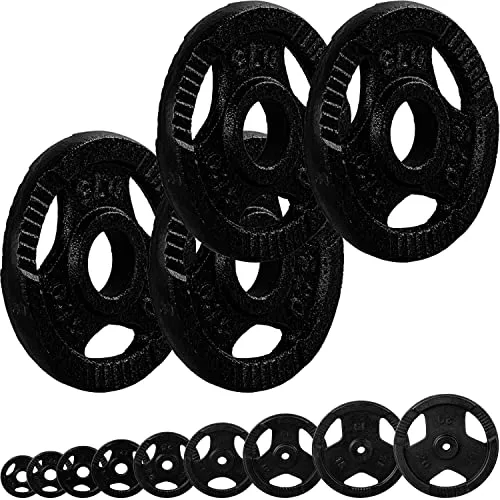 MOVIT Hantelscheiben Set PRO Gusseisen mit Griff, 3 kg in schwarz von MOV'IT