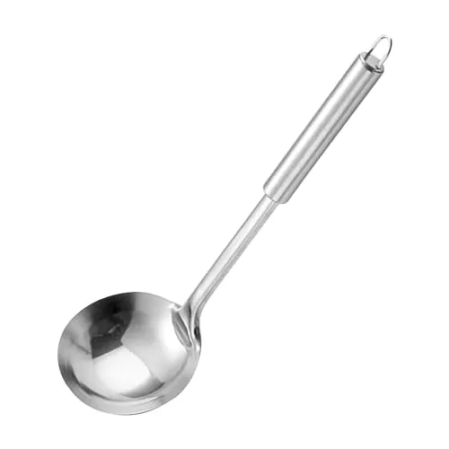 Edelstahl-Suppenkelle, Küchenhelfer, rundgriffige Fleischsaucen-Löffel, Soßenkelle, Kochgeschirr, unverzichtbares Küchenutensil für Zubereitung und Service. 1