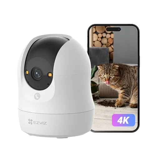 EZVIZ C6N G1 4K 8MP Überwachungskamera Innen, 2,4/5 GHz WLAN Baby Kamera, 360° Schwenk/Neige, Auto-Zoom-Track, Farbnachtsicht, Person/Haustier/Geräuscherkennung, Zwei-Wege-Audio, Alexa Kompatibel