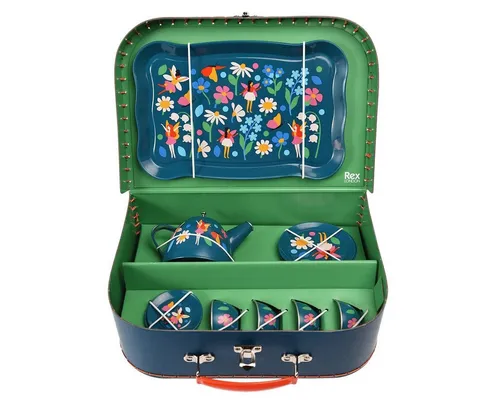 Rex London Teeservice Wilde Tiere | 15-teiliges Kinder Geschirr Set - Sonstige Kreativspielzeuge, fördert soziale Fähigkeiten und Kreativität beim Spielen von Teepartys mit bunten, märchenhaften Designs.