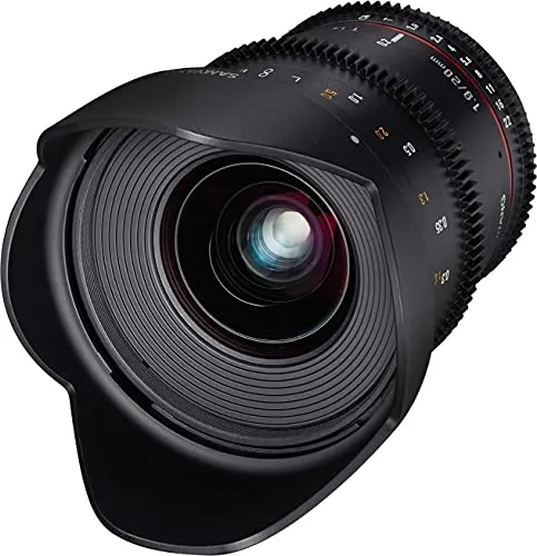 Samyang 20mm T1.9 VDSLR Objektiv für Canon EF - Weitwinkelobjektiv für Videoaufnahmen, manuelle Fokussierung mit stufenloser Blende und 5 Jahre Herstellergarantie – ideal für kreative Filmemacher.