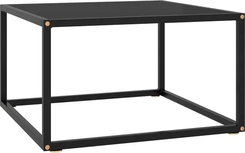 The Living Store Couchtisch Schwarz mit Schwarzem Glas 60x60x35 cm
