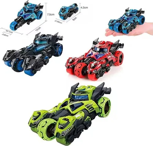 D&I Spielzeugauto Spielzeugmotorrad 3in1 Katapult Rennbahn Superheldenauto Licht und Soundeffekte Blau