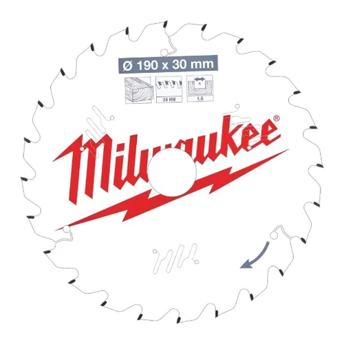 Kreissägeblatt Milwaukee 190/30mm Z24 für Holz