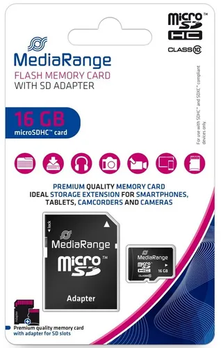 Mediarange Mediarange Micro SDHC Karte 16GB Speicherkarte Class 10 Speicherkarte