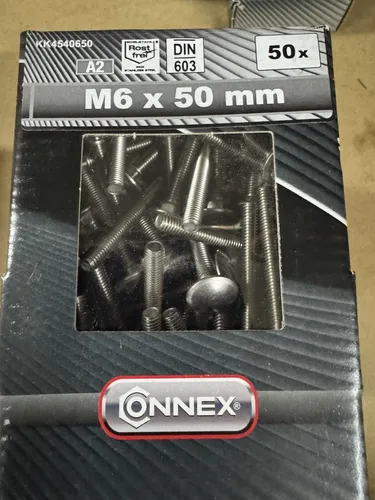 Connex Schloßschrauben mit Mutter A2 Rostfrei M 6 x 50 mm 50 Stück Edelstahl