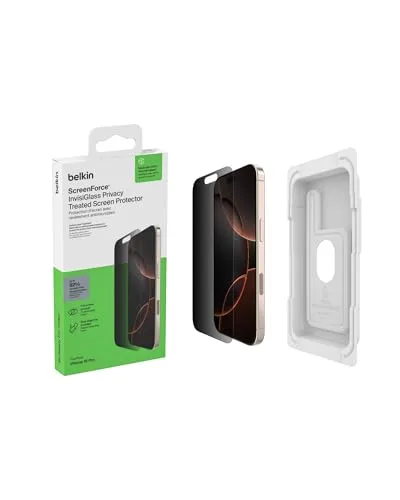 Belkin Displayschutzglas für iPhone 16 Pro - Displayschutzfolie aus gehärtetem Glas mit Anti-Fingerabdruck- und Anti-Kratz-Eigenschaften, idealer Schutz für Ihr iPhone 16 Pro.