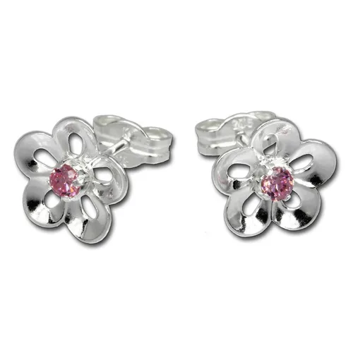 SilberDream Ohrringe 8mm Damen Silber Ohrstecker Seerose Zirkonia rosa SDO545A