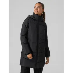 Vero Moda Steppmantel in Schwarz - M - Funktionsjacke mit Kapuze und Tunnelzug, ideal für kalte Tage, bietet zusätzlichen Kinnschutz und elastische Ärmelabschlüsse für perfekten Sitz.