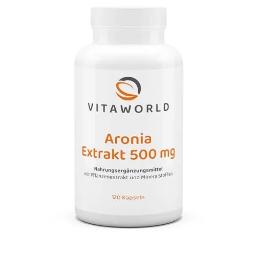 3er Pack Vita World Aronia Extrakt 500mg 360 Kapseln Apotheker-Herstellung - Vegan