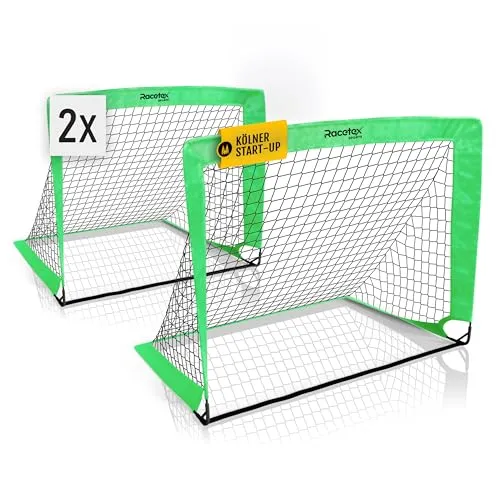 Racetex 2er Fußballtor Kinder Set - Verstärkte Glasfaserstangen für robusten Spielspaß - ⚽ 𝗘𝗜𝗡𝗙𝗔𝗖𝗛𝗘𝗥 𝗧𝗥𝗔𝗡𝗦𝗣𝗢𝗥𝗧 - Die Fußballtore sind leicht zusammenfaltbar und kommen mit praktischer Tragetasche. Perfekt für Garten und Park! ⚽ 𝗜𝗗𝗘𝗔𝗟 𝗙Ü𝗥 𝗞𝗜𝗡𝗗𝗘𝗥 - Robust und flexibel, ideal für Spiel und Spaß im Freien.