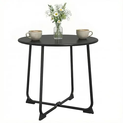 Outsunny Metall Beistelltisch 50x50 cm – Wetterfester Kaffeetisch für Garten und Balkon