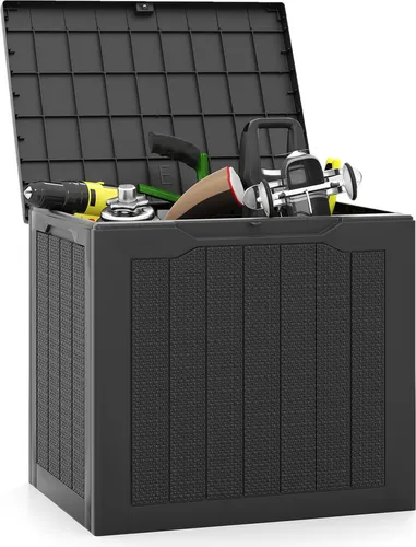 GOPLUS Gartenbox 106 L – Wasserdichte Auflagenbox mit abschließbarem Deckel - Die GOPLUS Gartenbox bietet 106 L Stauraum für Gartengeräte und Poolzubehör. Mit 150 kg Tragfähigkeit, wetterfestem Material und multifunktionalem Design ist sie ideal für den Außenbereich.
