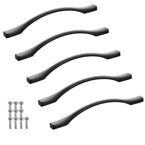 SOTECH 5 Stück Alu Möbelgriffe BLACKLINE XV BA 160 mm schwarz matt (Länge 196 mm, Breite 13,5 mm, Höhe 26 mm) Design Kommodengriff
