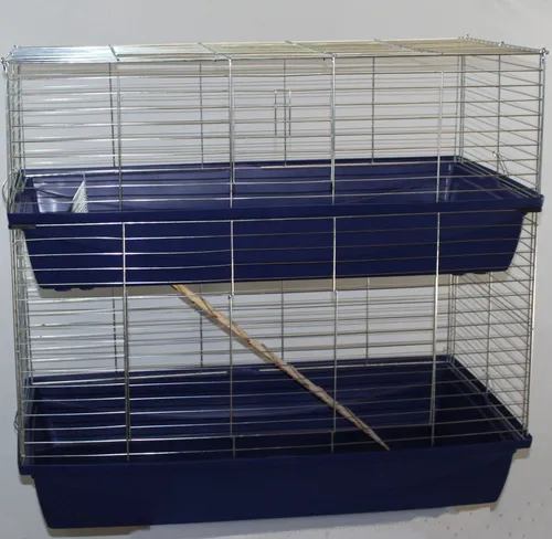 1m doppel Hasenkäfig Meerschweinchenkäfig blau von XXL-Heimtiercenter