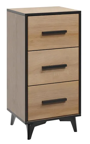 Design Kommode XL aus Holz – Modern & Praktisch - Elegante Kommode mit 3 Schubladen, ideal für Schlafzimmer oder Wohnzimmer. Maße: 47,5 x 40 x 95 cm, in zeitlosem Braun. Freistehend und sofort einsatzbereit ohne Montage.