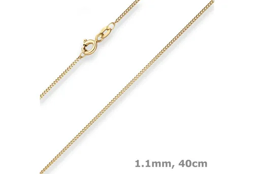 Schmuck Krone Goldkette 1,1mm Panzerkette aus 333 Gelbgold 40cm, Gold 333