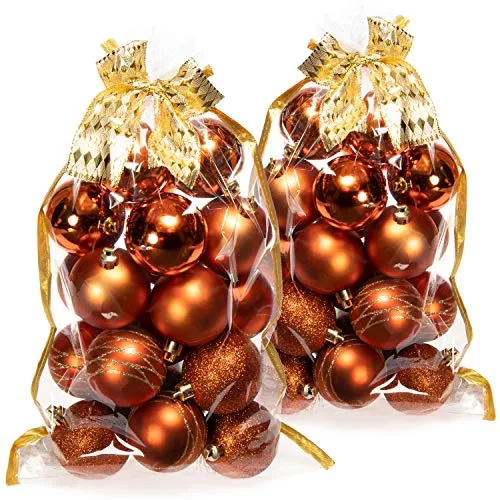 com-four® 40x Weihnachtskugeln, Christbaumkugeln bruchsicher aus Kunststoff für Weihnachten, Baumschmuck für den Christbaum mit Anhänger, Ø 6 cm