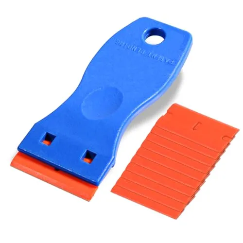 Ehdis Mini Kunststoff Schaber mit 10 Kunststoff klingen, Plastikspachtel, Plastik schaber für klebereste entferner, klebstoffentferner, kleberentferner, Blau