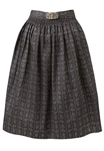 Stockerpoint SC-300 Damen Midi Dirndlschürze, anthrazit, 40-44 - Freizeitkleider für Damen, hochwertige Allover Jacquard Schürze mit trendiger Metallschließe, perfekt kombinierbar mit modernen und klassischen Dirndl.