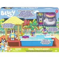 Bluey Spielset 13065 - Pool Time Fun mit 7 Teilen - Puppen und Spielzeugfiguren für Kinder ab 3 Jahren. Mit realistischem Pool, Sprungbrett und beweglicher Bluey Figur für endlosen Wasserspaß.
