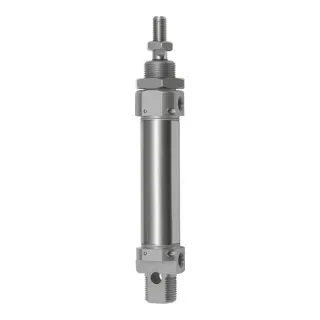 Rundzylinder ISO 6432, doppeltwirkend mit Magnet, Kolben-Ø16 - Automatisierungstechnik: Hochwertiger Rundzylinder mit einstellbarer Dämpfung, ideal für präzise Anwendungen bei max. 10bar Druck und Temperaturen von -10°C bis 80°C.