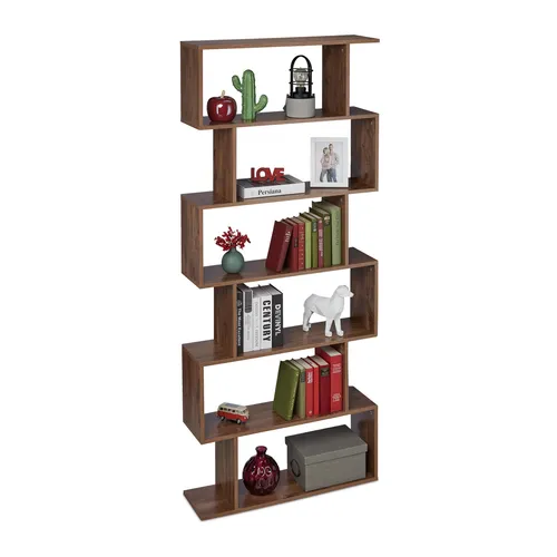 Bücherregal Aufbewahrungsregal 6 Fächer Braun - Modernes Standregal mit 6 Fächern, ideal für Bücher und Dekoration. Stabil und stilvoll, perfekt für jedes Wohnambiente.
