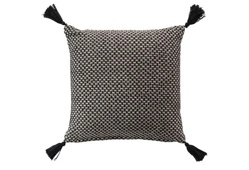Dekokissen JENNIE für Wohnzimmer, 40 x 40 cm - Baumwollkissen mit stylischen Fransen, ideal für eine gemütliche Wohnatmosphäre.