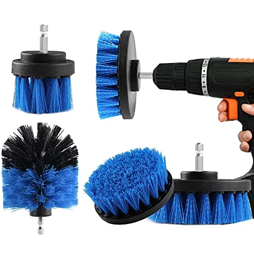 BOZKAA 4 Stück Bürstenaufsatz Akkuschrauber,Power Scrubber Reinigungsbürste Aufsatz Set,Allzweck Bürstenaufsatz Bohrmaschine,Nylon-Drill Brush für Keramik,Badewanne,Felgen,Küche, Auto,Blau