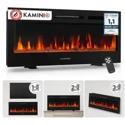 KAMINIO Elektrokamin MARLON - 3in1 Stand-, Wand- und Einbaukamin - Dekokamine mit realistischem 3D-Flammeneffekt und energiesparender LED-Technologie. Ideal für alle Räume, einfach zu montieren und ohne Genehmigung nutzbar.