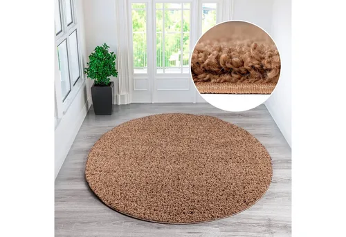 my home Teppich Viva rund, 45 mm Höhe, besonders weich und kuschelig - Hochflor-Teppich in schickem Uni-Look, ideal für Eingangsbereich, Diele oder Wohnräume. Mit ca. 51.000 Fäden pro m² bietet er ein angenehmes Trittgefühl und ist auch für Fußbodenheizungen geeignet.