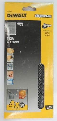 DeWALT® 5 Bogen Schleifstreifen 93 x 190mm 120G Schleifgitter Klettfix DTM8622