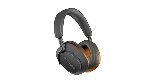 Bowers & Wilkins Px8 McLaren Edition Kopfhörer - Premium kabelloser Kopfhörer mit USB Typ-C und Bluetooth, bietet erstklassigen Sound und sportliches Design in Grau-Orange, perfekt für Musikliebhaber und Autofans.