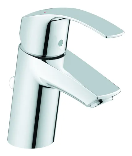 Grohe Eurosmart Einhand-Waschtischbatterie - Chrom, geneigte Version mit Hybrid-Zugstangen-Ablaufgarnitur - Waschtischarmaturen, energieeffizient mit modernem Design für eine einfache Handhabung im Badezimmer.