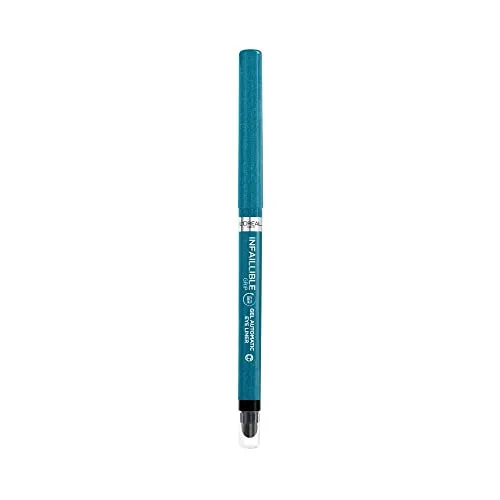 L'Oréal Paris Wasserfester Eyeliner mit Gel-Formel und integriertem Schwamm für gelungene Smokey Eyes, 36h Halt, Infaillible Gel Automatic Grip Liner, Turquoise (Türkis), 1 Stück
