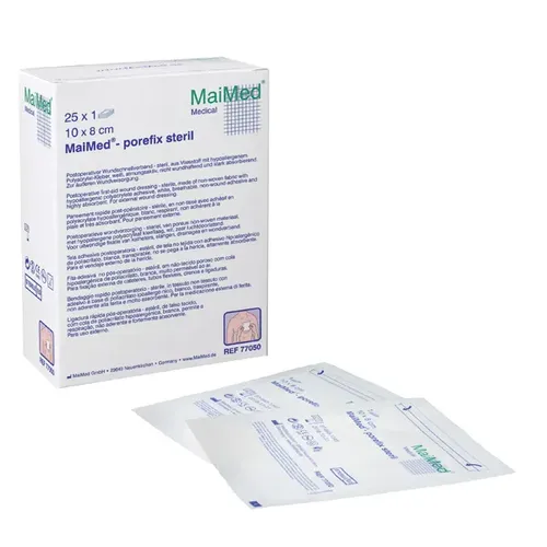 Wundpflaster MaiMed porefix steril 7 x 5 cm, 50 Stück postoperativer, weißer Wundschnellverband aus Vlies 77040