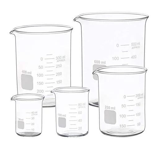 Borosilikatglas Bechergläser Set Becherglas mit klare Ausguss 50ml 100ml 250ml 400ml 600ml Meßbecher