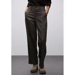 STREET ONE Kariert Stoffhose mit Stretch in Braun 42 - Stoffhose in kariertem Design, mit geradem Bein und elastischem Material für optimalen Tragekomfort. Ideal für lässige Outfits.