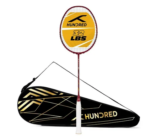 hundred Badmintonschläger ROCK 88 - Leichter Carbonfaser Schläger - Badminton Schläger für fortgeschrittene Spieler, nur 78 Gramm, mit einer maximalen Besaitungsspannung von 32 lbs für präzise Schläge und hohe Leistung.