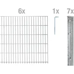Alberts Doppelstabmattenzaun 6-5-6, 2,50 m Matten, 1,23 m hoch, 15 m lang - Feuerverzinkt - Robuster Doppelstabmattenzaun für vielseitige Anwendungen. Mit feuerverzinkten Matten und Pfosten für langanhaltenden Schutz gegen Rost. Ideal für eine langlebige und kosteneffiziente Einzäunung.