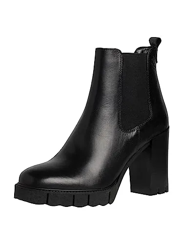 Elegante Stiefelette TAMARIS für Damen, Gr. 36, schwarz - Stiefelette aus Leder mit elastischem Einsatz, perfekt für stilvolle Auftritte. Absatzhöhe: 8,5 cm, gepolsterte Innensohle für hohen Tragekomfort.