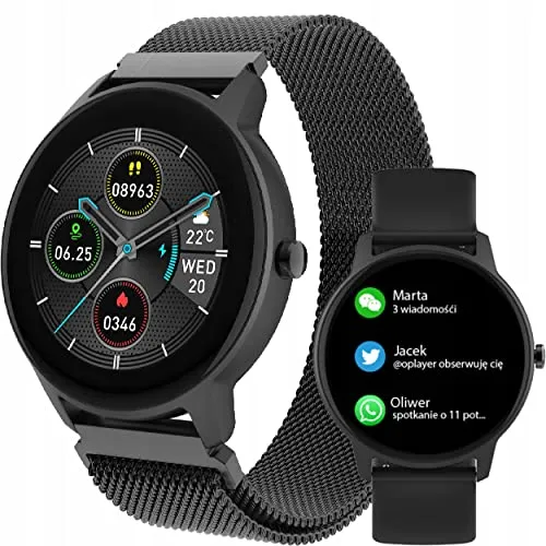 Forever Smartwatch ForeVive 2 Slim SB-325 schwarz - Multimedia Wearables Smartwatch mit Fitness-Tracking, Herzfrequenzmessung und benutzerfreundlichem Design für einen aktiven Lebensstil.
