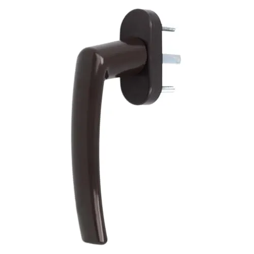 Aluminium Fenstergriff Nevada, Farbe:Braun RAL 8019, Stiftlänge:35mm