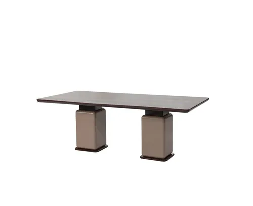 Dunkel-Brauner Moderner Esstisch mit Edler Tischplatte - Küchen- & Esszimmertische: Moderner Esstisch aus dunklem Holz, ideal für stilvolle Esszimmer. Maße: 220 x 104 x 77 cm, pflegeleicht und mit 2 Jahren Herstellergarantie.